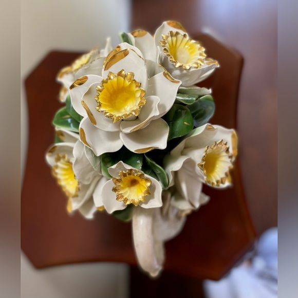 Large Vintage Italian Capodimonte Floral Swan Centerpiece Figurine Statue Decor - Picture 8 of 11